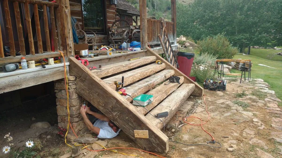 Gable roof structure during construction