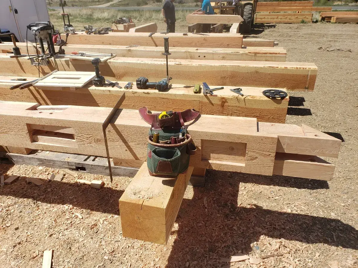 timber frame structure taking shape